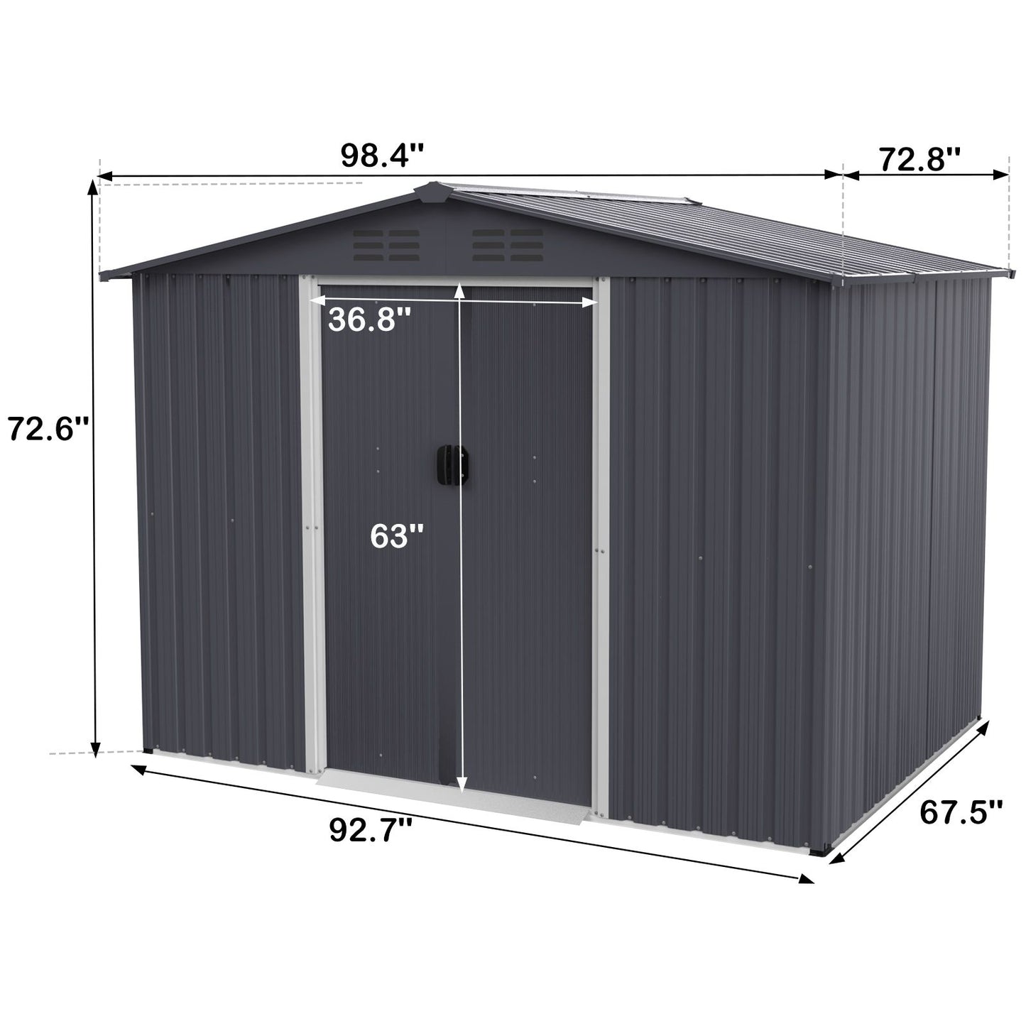 8' x 6' Outdoor Tool Shed, Weather-Resistant Metal Storage