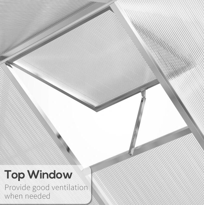8' x 6.25' Polycarbonate Greenhouse, Transparent Sheets, Aluminum Frame, Ventilation