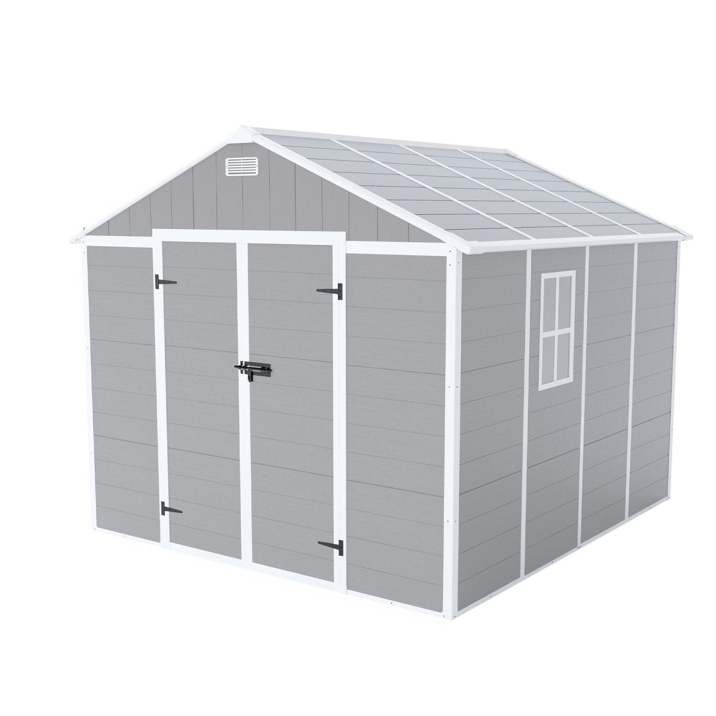 8' x 7' Backyard Garden Shed, Durable Polypropylene Outdoor Storage Room with HD Windows, UV Protection, and Waterproof