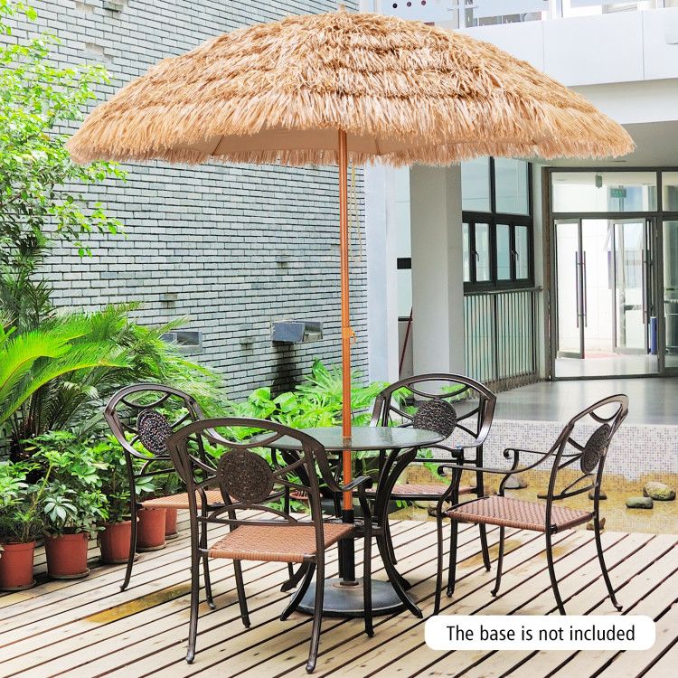 8' x 7.3' Thatched Tiki Beach Umbrella, Durable and UV Resistant