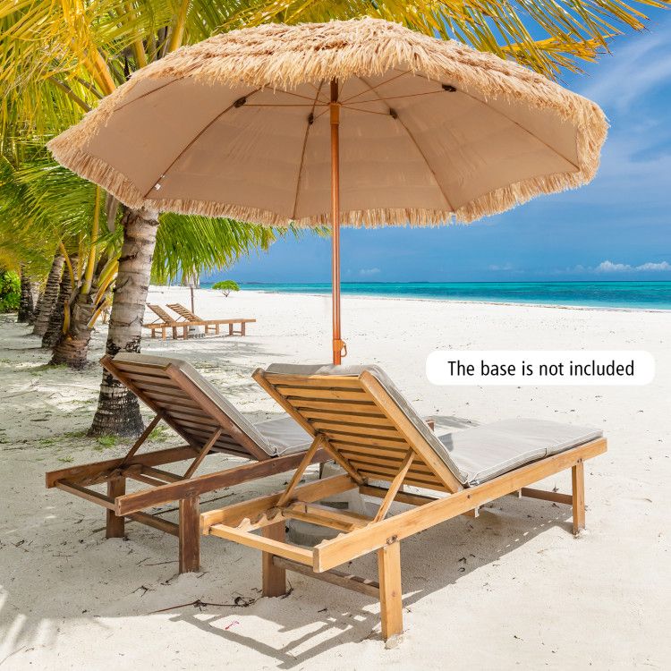 8' x 7.3' Thatched Tiki Beach Umbrella, Durable and UV Resistant