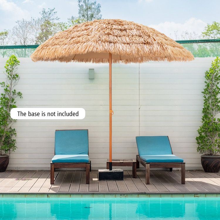 8' x 7.3' Thatched Tiki Beach Umbrella, Durable and UV Resistant