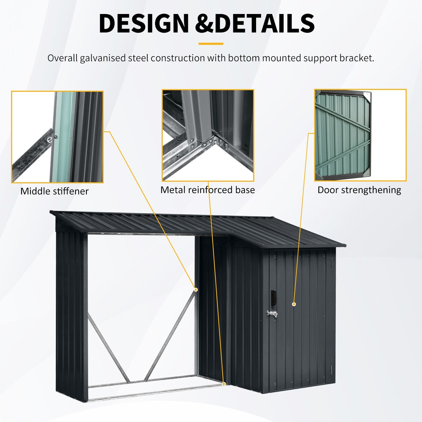 9' x 3' Outdoor Steel Firewood Rack & Storage Shed - Durable & Weather-Resistant