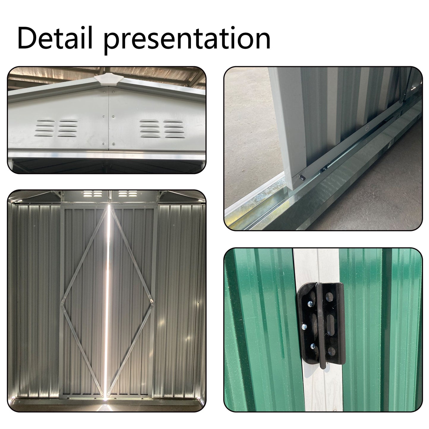 9' x 6' Waterproof Metal Bike Shed with Apex Roof - Aluminum Alloy Frame