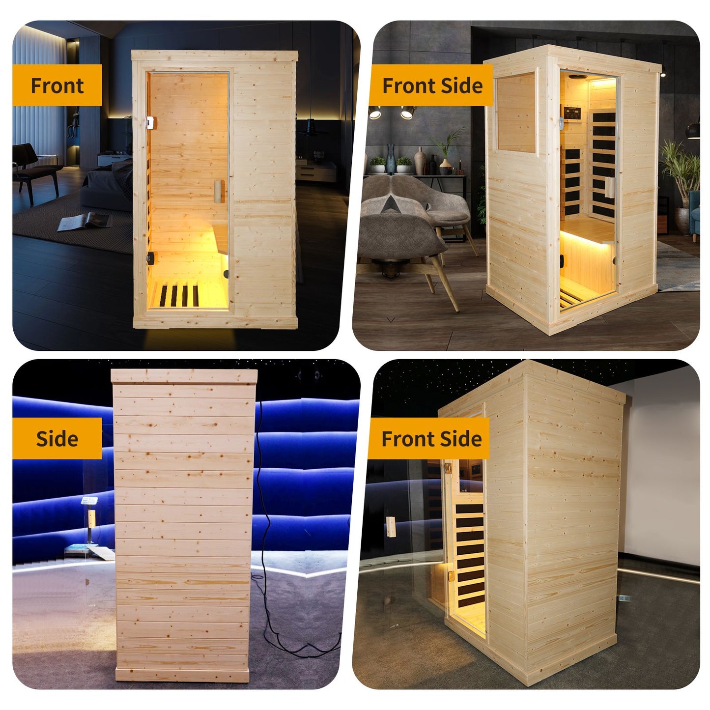 900W Single Person Spruce Far Infrared Sauna, Bluetooth Music