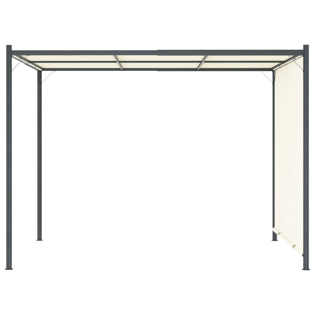 9.8' x 9.8' Cream White Pergola with Adjustable Retractable Roof, Powder-Coated Steel Frame