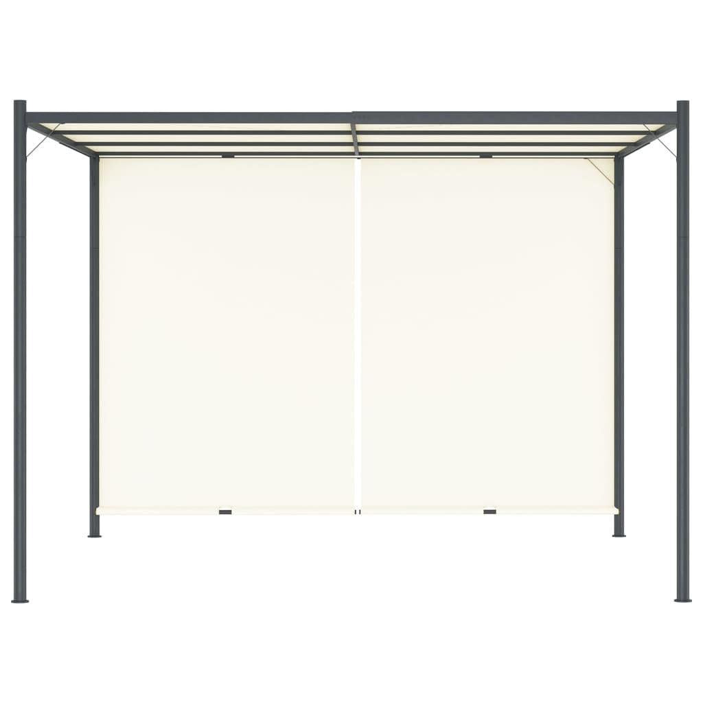 9.8' x 9.8' Cream White Pergola with Adjustable Retractable Roof, Powder-Coated Steel Frame