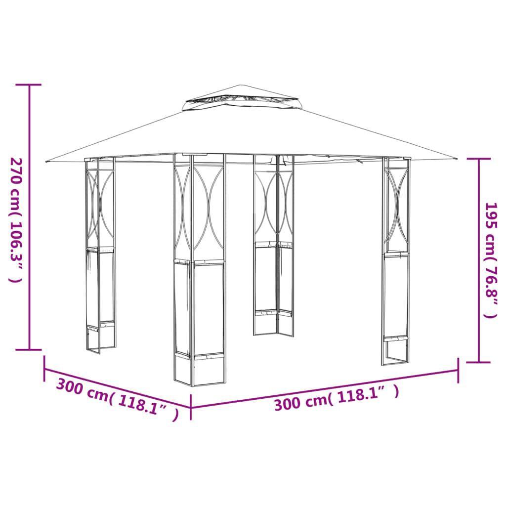 9.8' x 9.8' x 8.8' Anthracite Gazebo with Steel Roof, Trendy Garden Shelter for Family Gatherings and Events