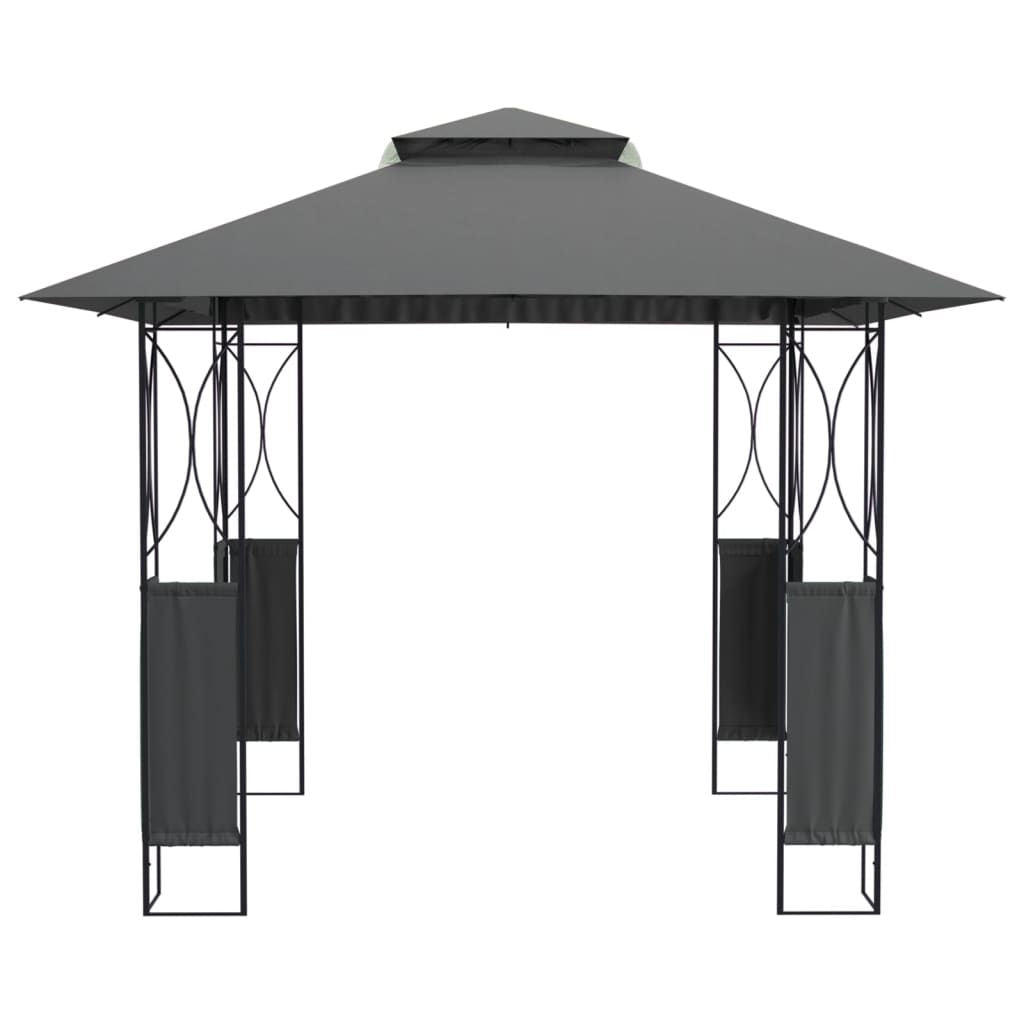9.8' x 9.8' x 8.8' Anthracite Gazebo with Steel Roof, Trendy Garden Shelter for Family Gatherings and Events