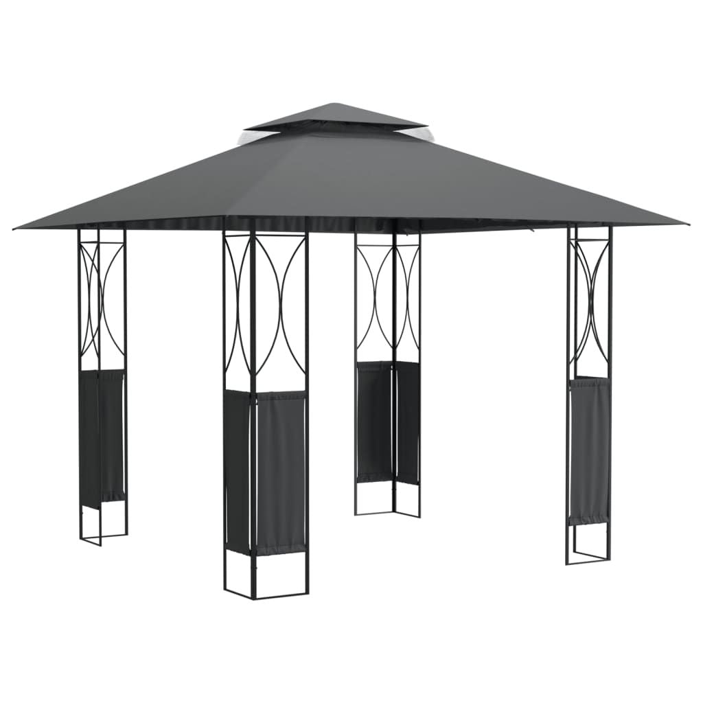 9.8' x 9.8' x 8.8' Anthracite Gazebo with Steel Roof, Trendy Garden Shelter for Family Gatherings and Events