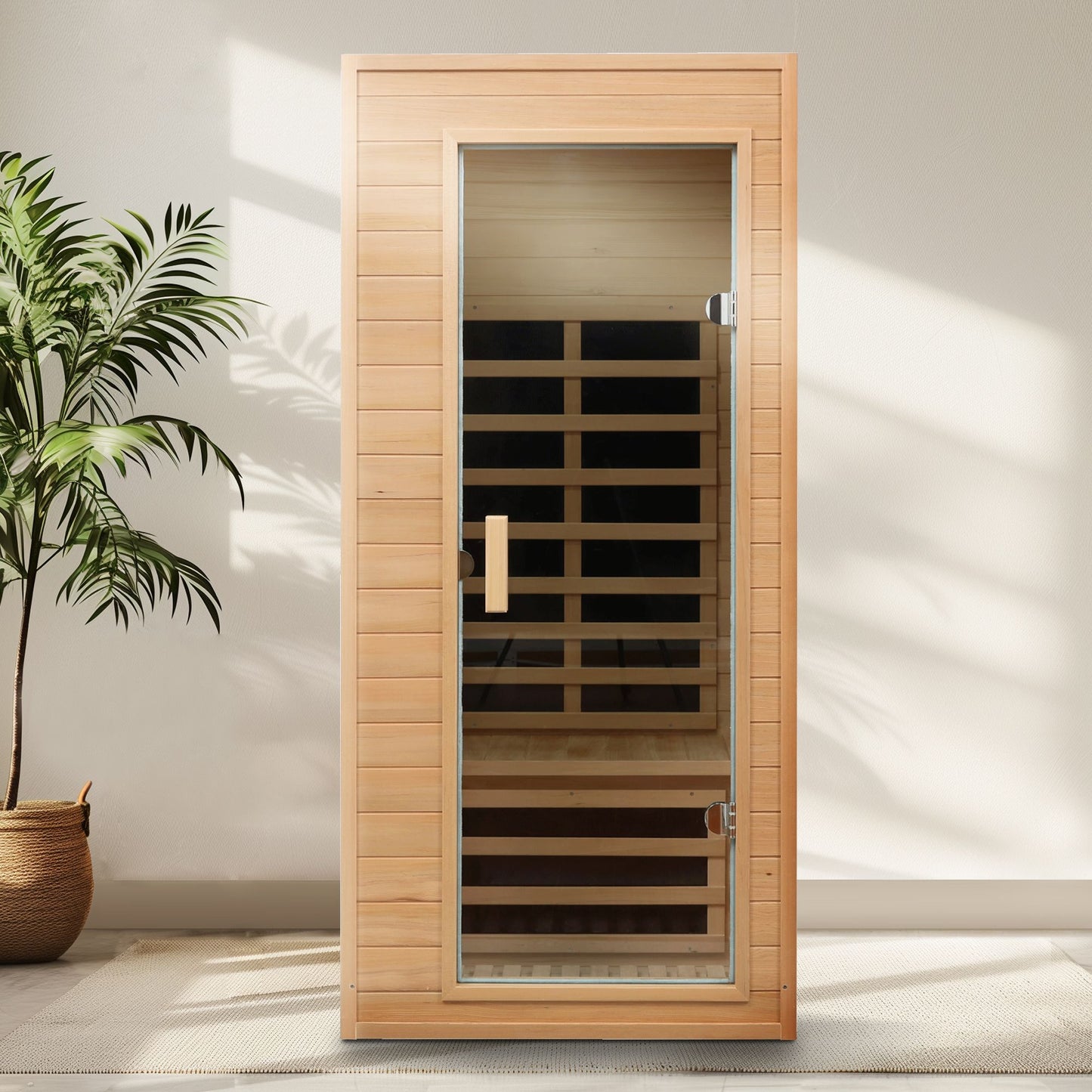 Hemlock One-Person Far Infrared Indoor Sauna, 1290W, Bluetooth, LCD Control
