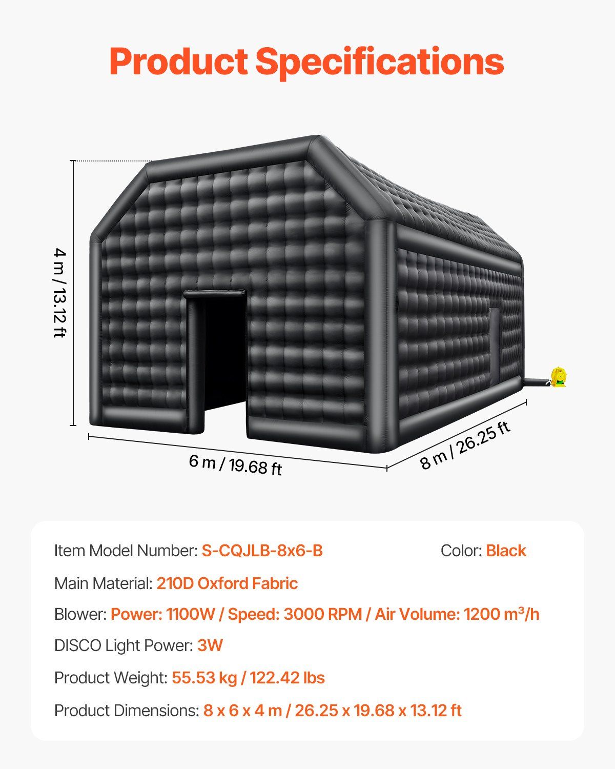 Inflatable Nightclub 26.2 x 19.7 x 13.1 Ft Blow up Party Tent with Lights
