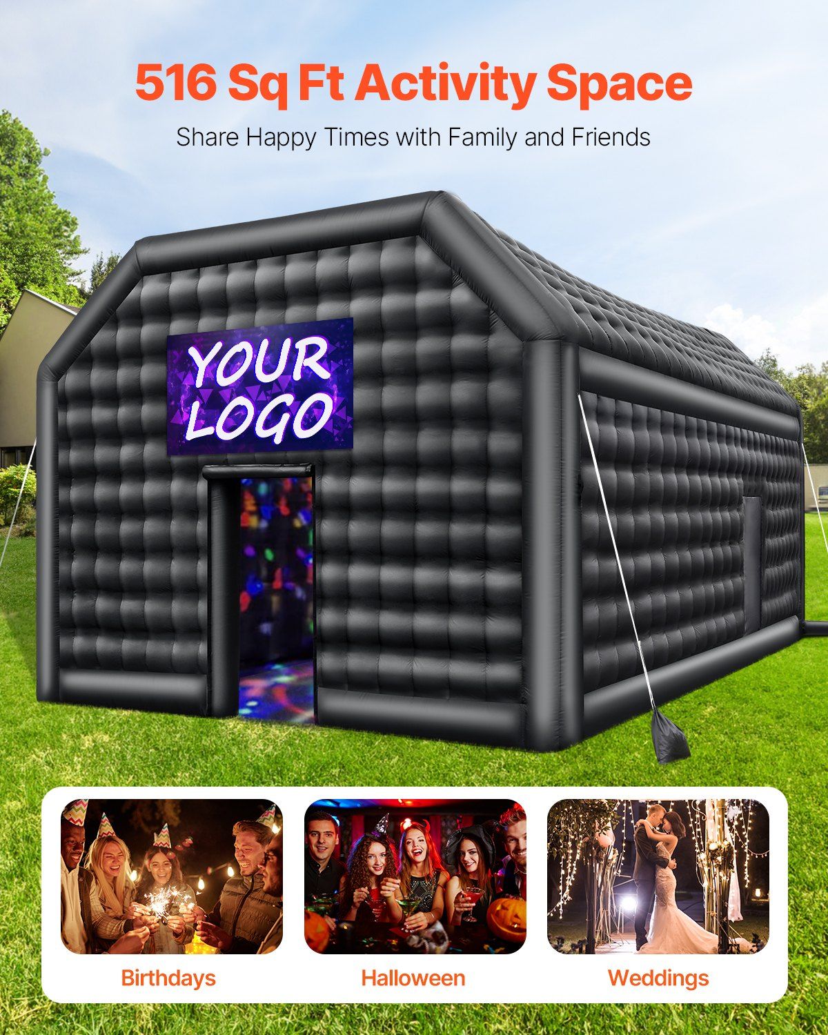 Inflatable Nightclub 26.2 x 19.7 x 13.1 Ft Blow up Party Tent with Lights