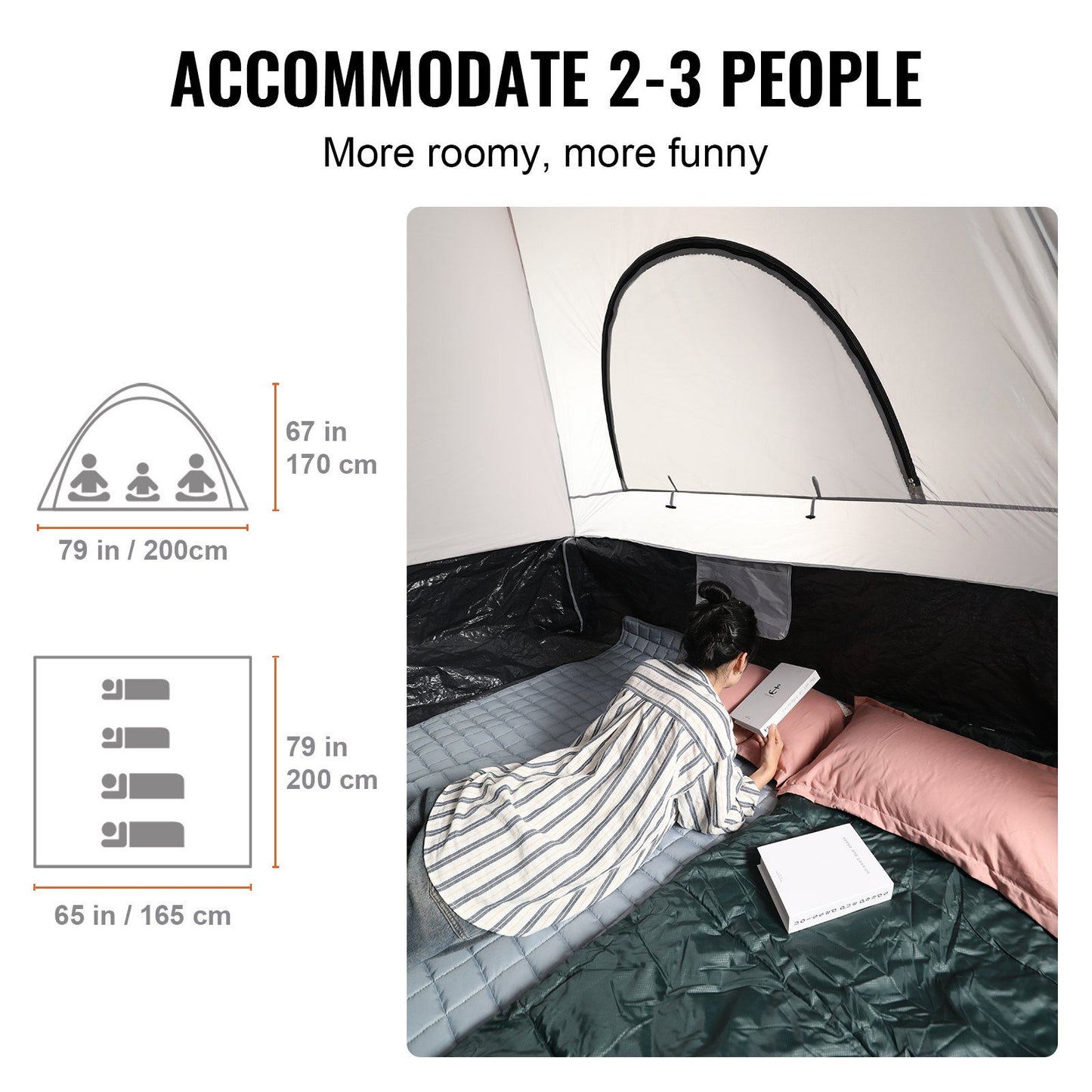 Pickup Truck Tent, Waterproof & Bug-Proof, Fits 6.4-6.7ft Beds, Heavy-Duty with Family Space