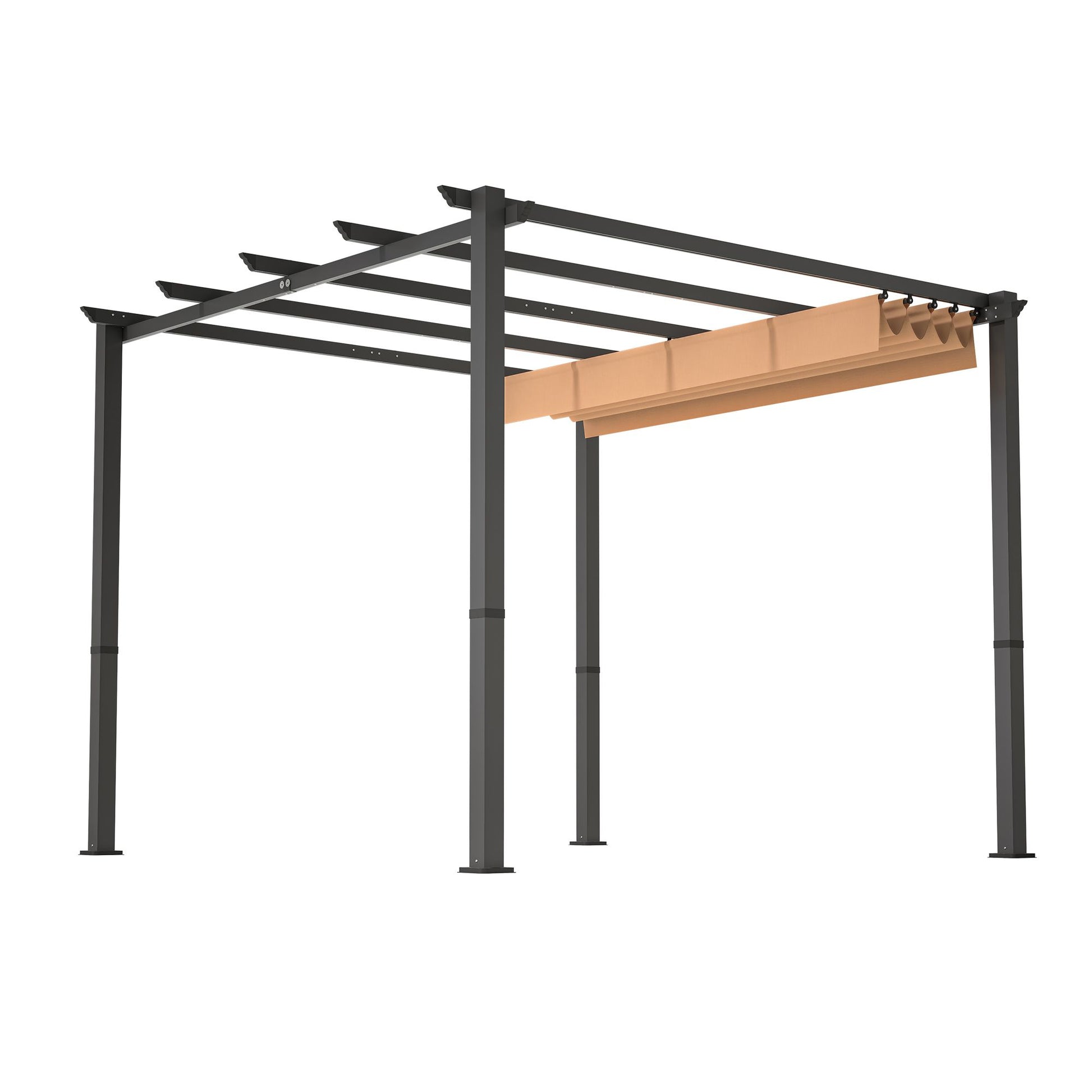 10' x 10' Aluminum Patio Pergola – Retractable Canopy, Shade Shelter