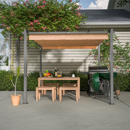 10' x 10' Aluminum Patio Pergola – Retractable Canopy, Shade Shelter