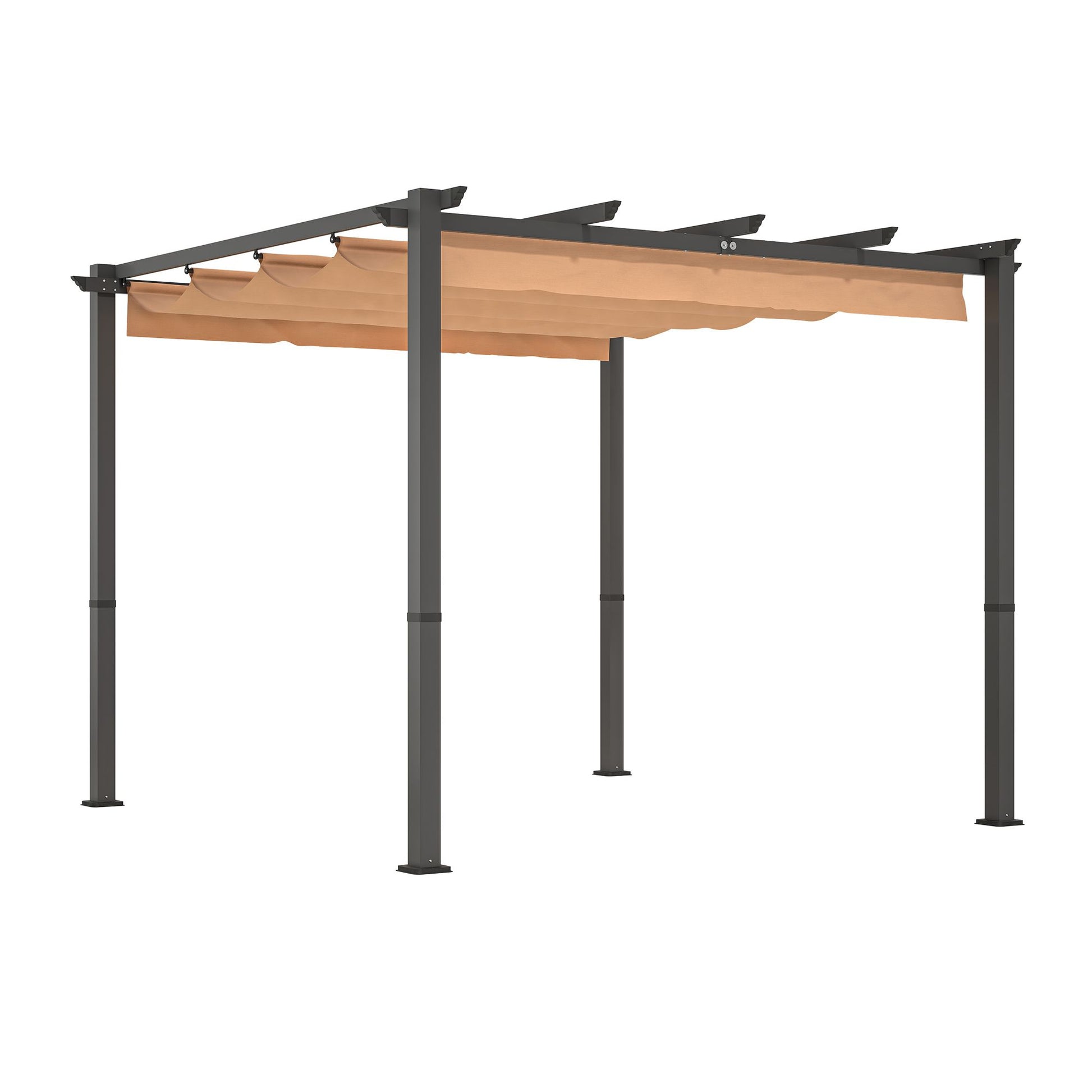 10' x 10' Aluminum Patio Pergola – Retractable Canopy, Shade Shelter