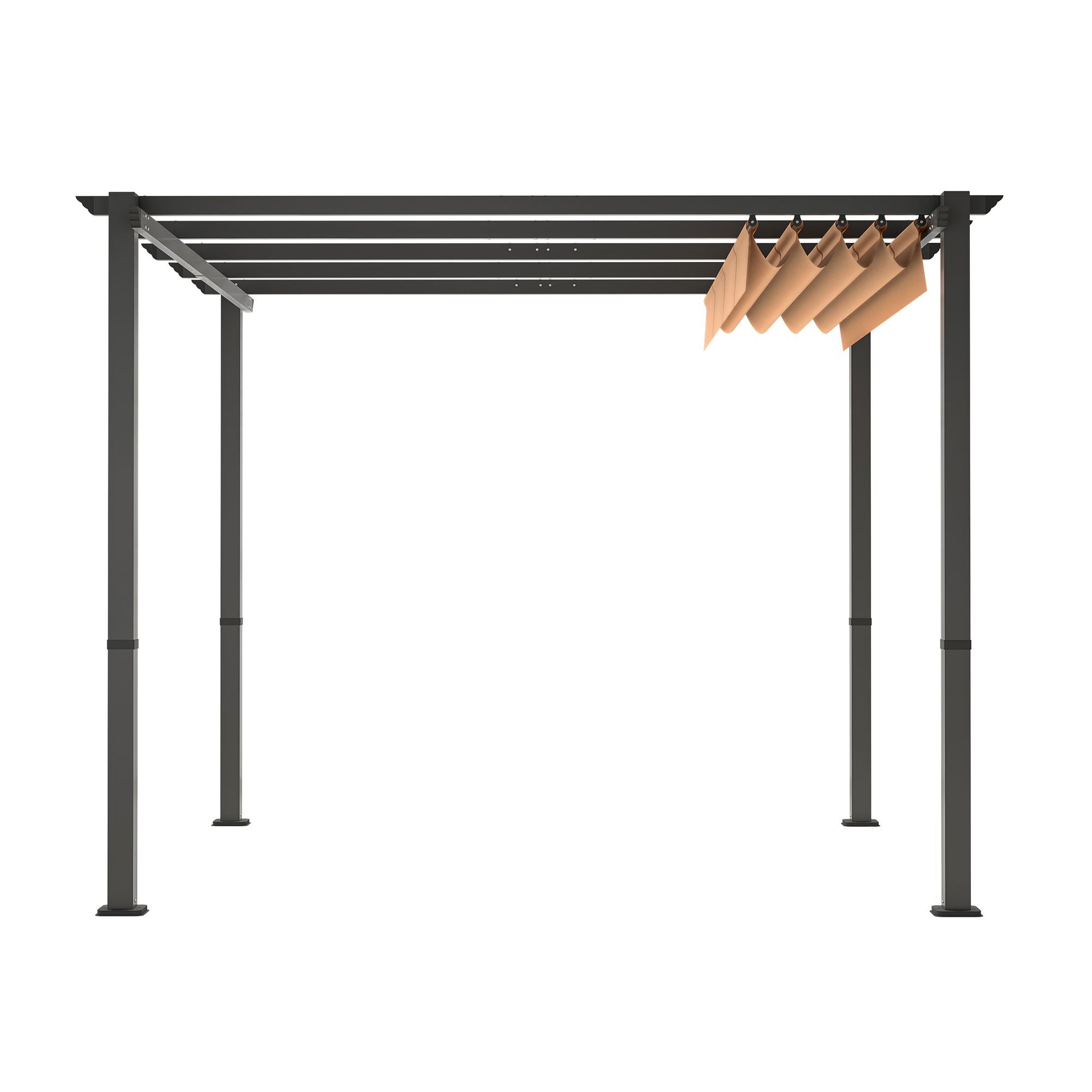 10' x 10' Aluminum Patio Pergola – Retractable Canopy, Shade Shelter
