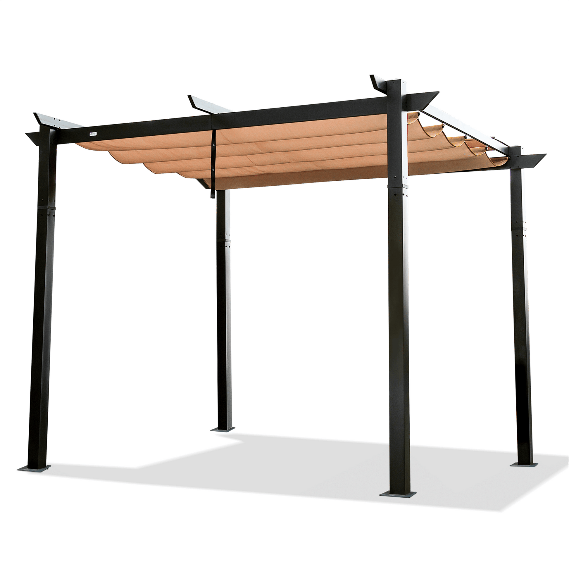 10' x 10' Dark Gray Aluminum Retractable Pergola – Adjustable Weather-Resistant Canopy, Outdoor Garden & Patio Shelter