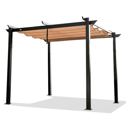 10' x 10' Dark Gray Aluminum Retractable Pergola – Adjustable Weather-Resistant Canopy, Outdoor Garden & Patio Shelter