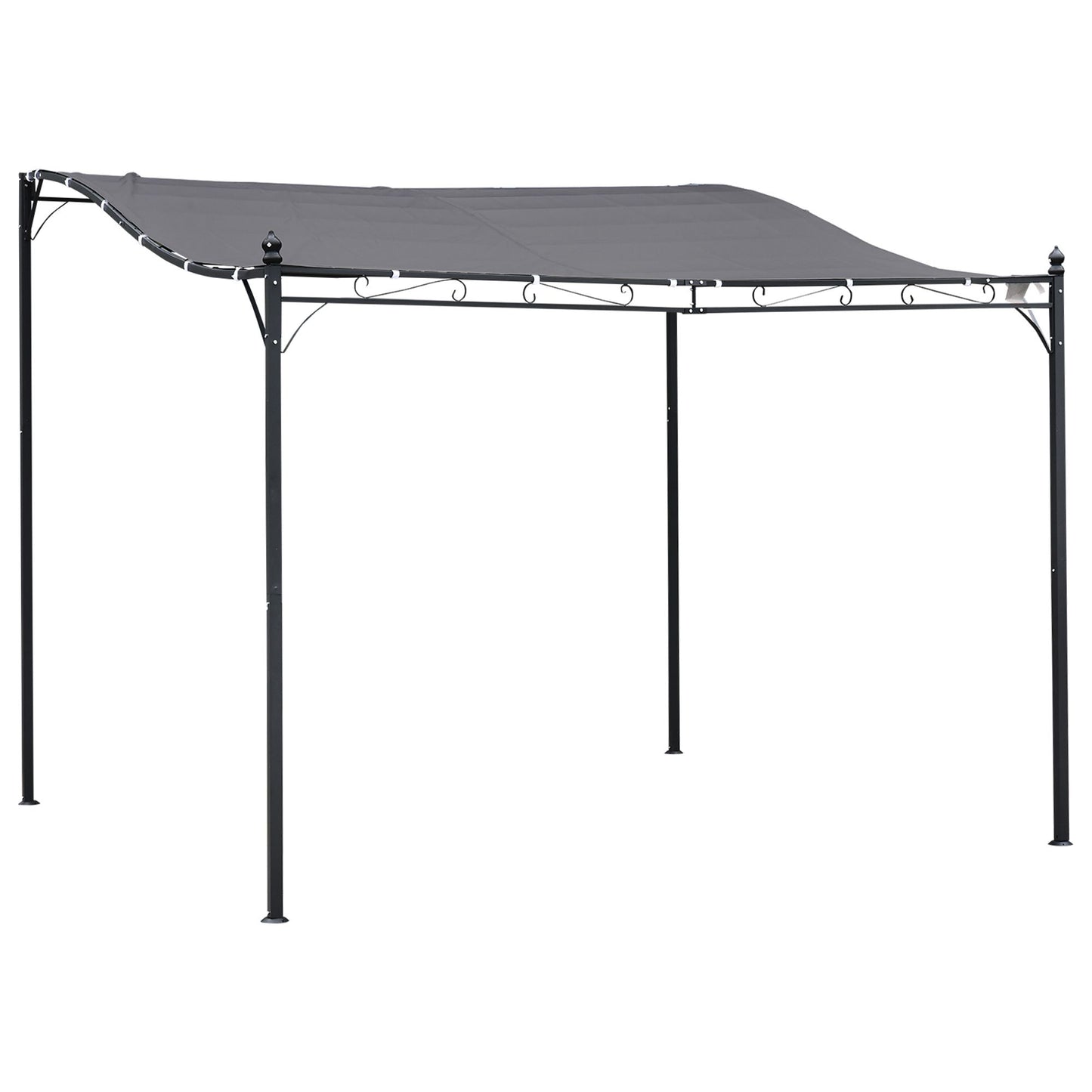 10' x 10' Gray Steel Outdoor Pergola – Patio Canopy with Weather-Resistant Fabric, Drainage Holes, Powder-Coated Steel Frame for Backyard & Pool Deck
