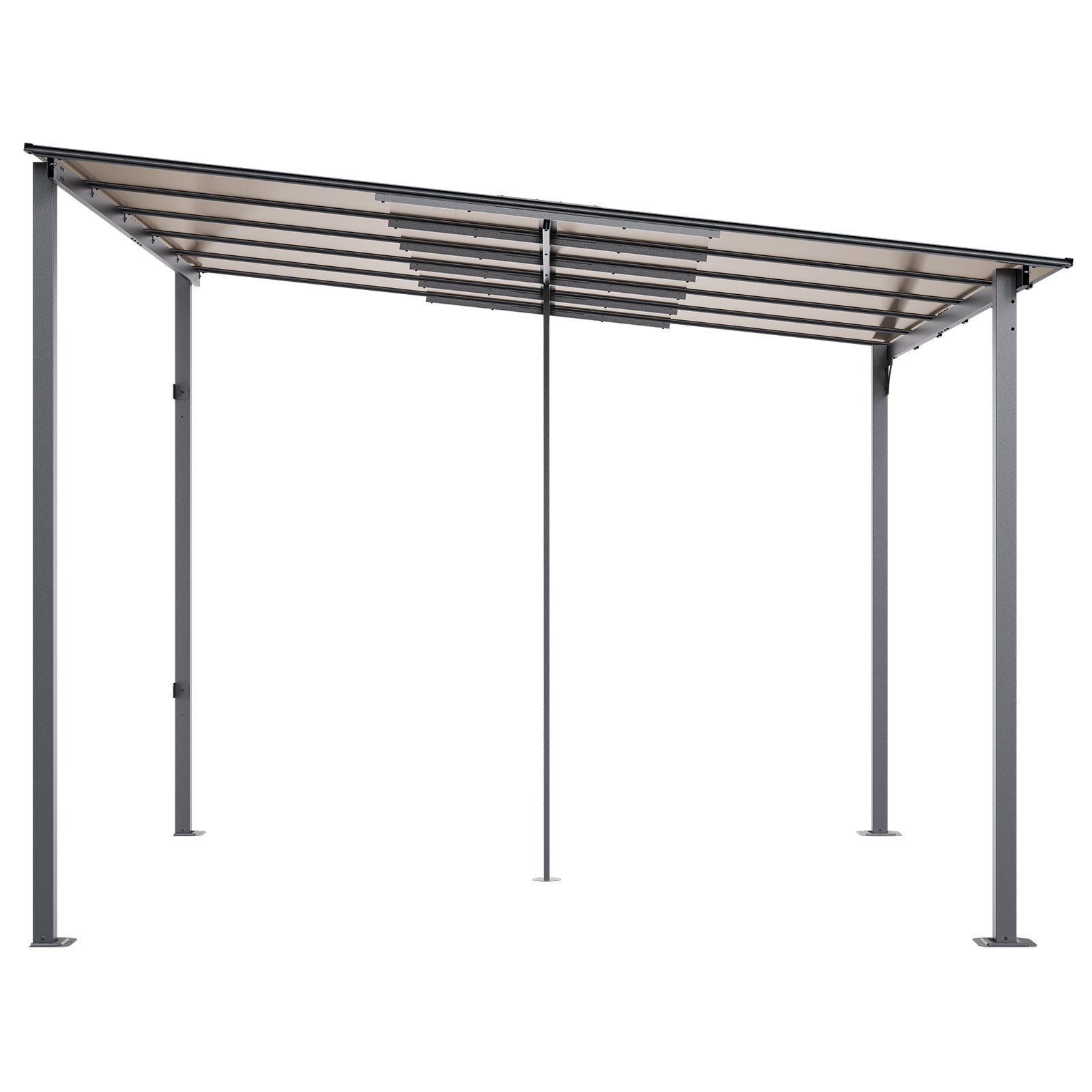 10' x 10' Lean-To Pergola – Sloping Roof, Metal Frame, Hard Top Gazebo for Patio