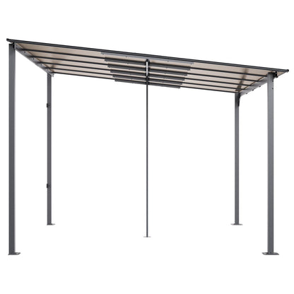 10' x 10' Lean-To Pergola – Sloping Roof, Metal Frame, Hard Top Gazebo for Patio