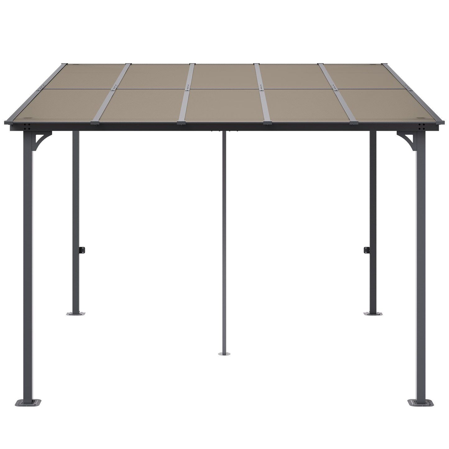 10' x 10' Lean-To Pergola – Sloping Roof, Metal Frame, Hard Top Gazebo for Patio