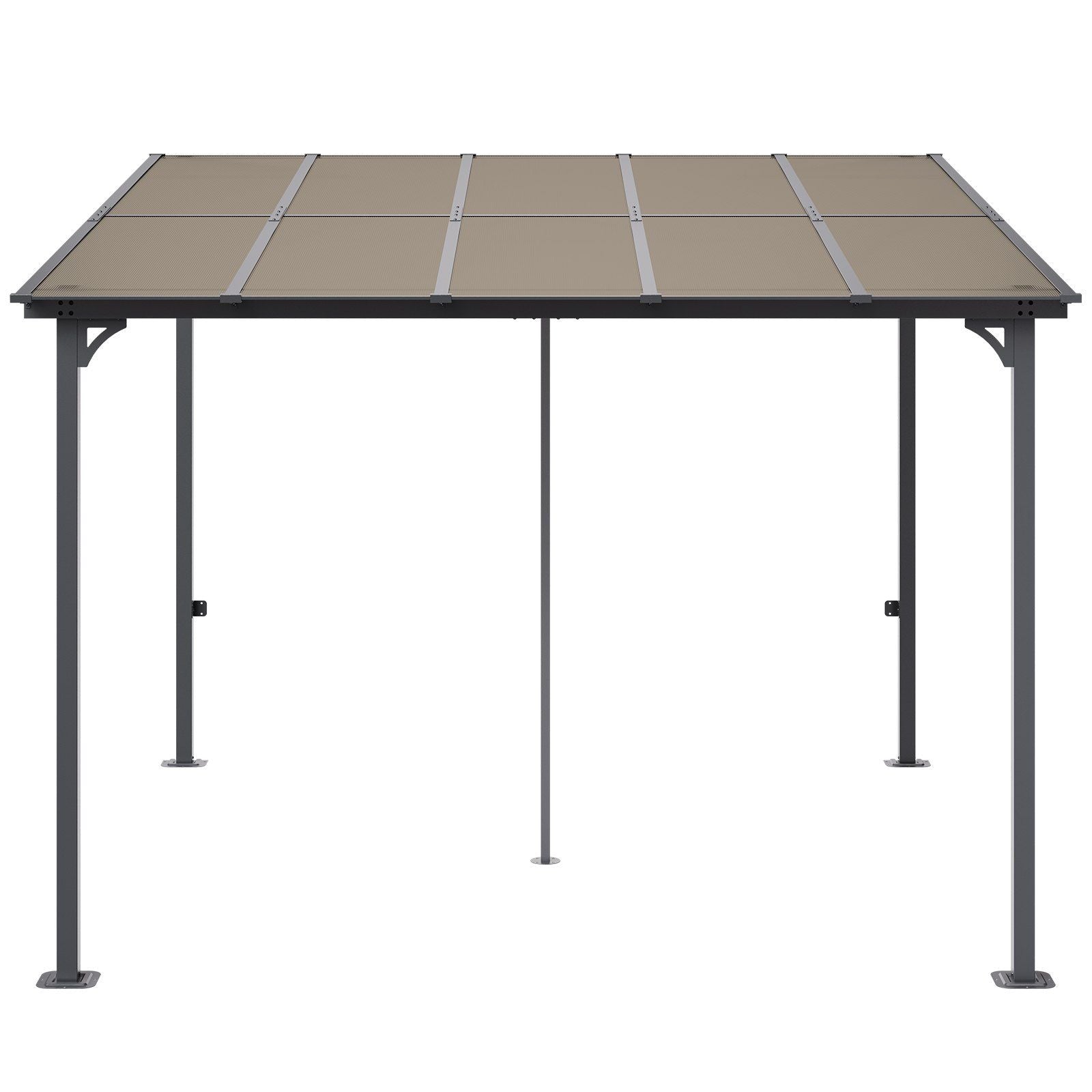 10' x 10' Lean-To Pergola – Sloping Roof, Metal Frame, Hard Top Gazebo for Patio