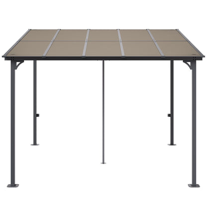 10' x 10' Lean-To Pergola – Sloping Roof, Metal Frame, Hard Top Gazebo for Patio