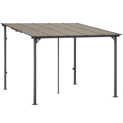 10' x 10' Lean-To Pergola – Sloping Roof, Metal Frame, Hard Top Gazebo for Patio