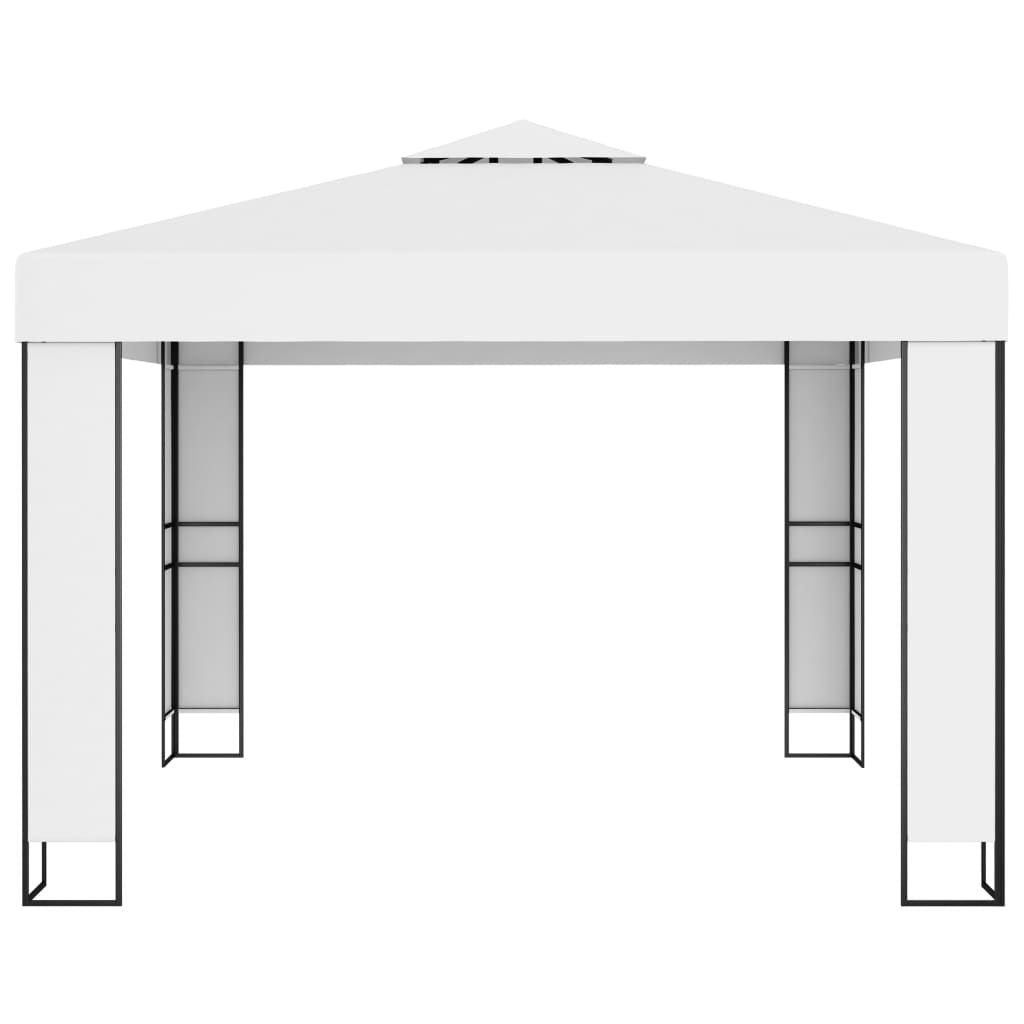 10' x 10' Outdoor Double-Roof Garden Gazebo, White, Powder-Coated Steel Frame, Weather-Resistant Polyester Cover