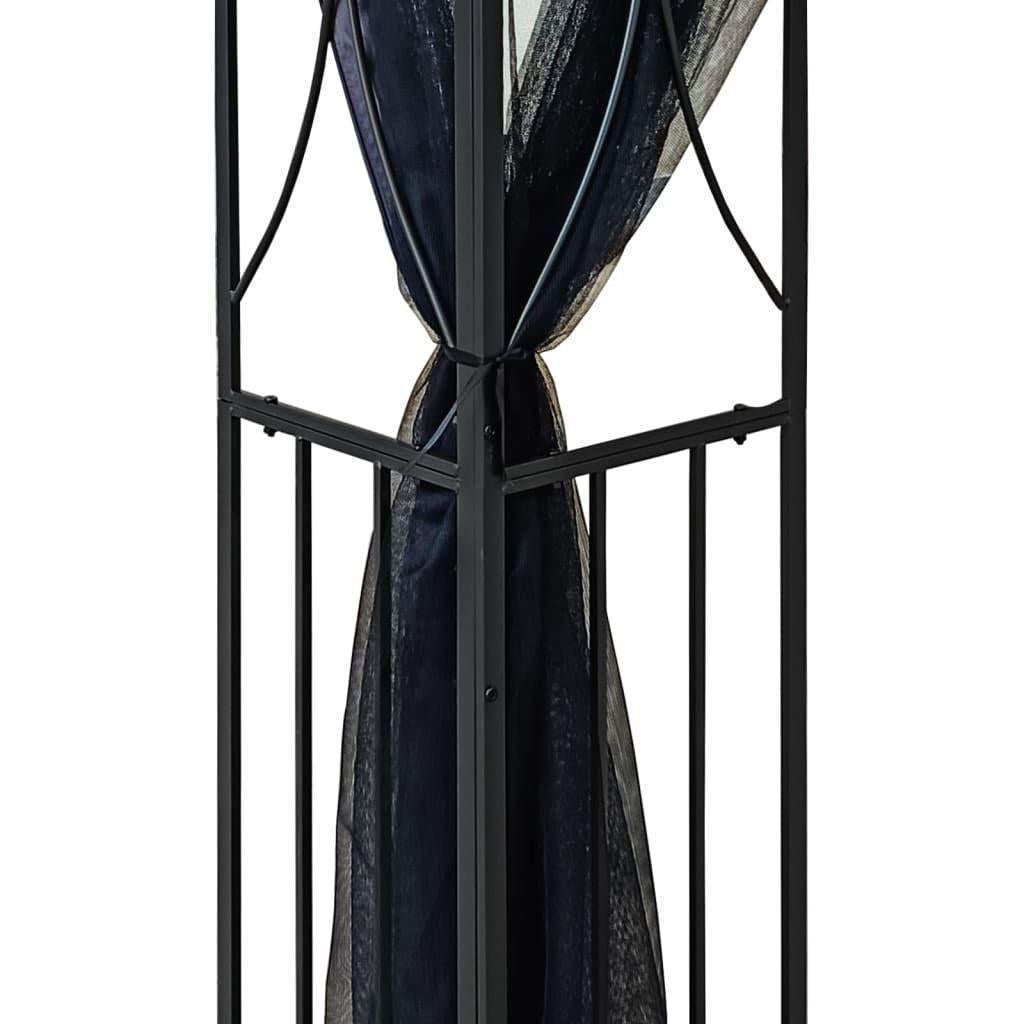 10' x 10' Outdoor Gazebo with Double-Tiered Roof, Steel Frame, Mesh Sidewalls, and PA Coated Polyester Fabric, Anthracite