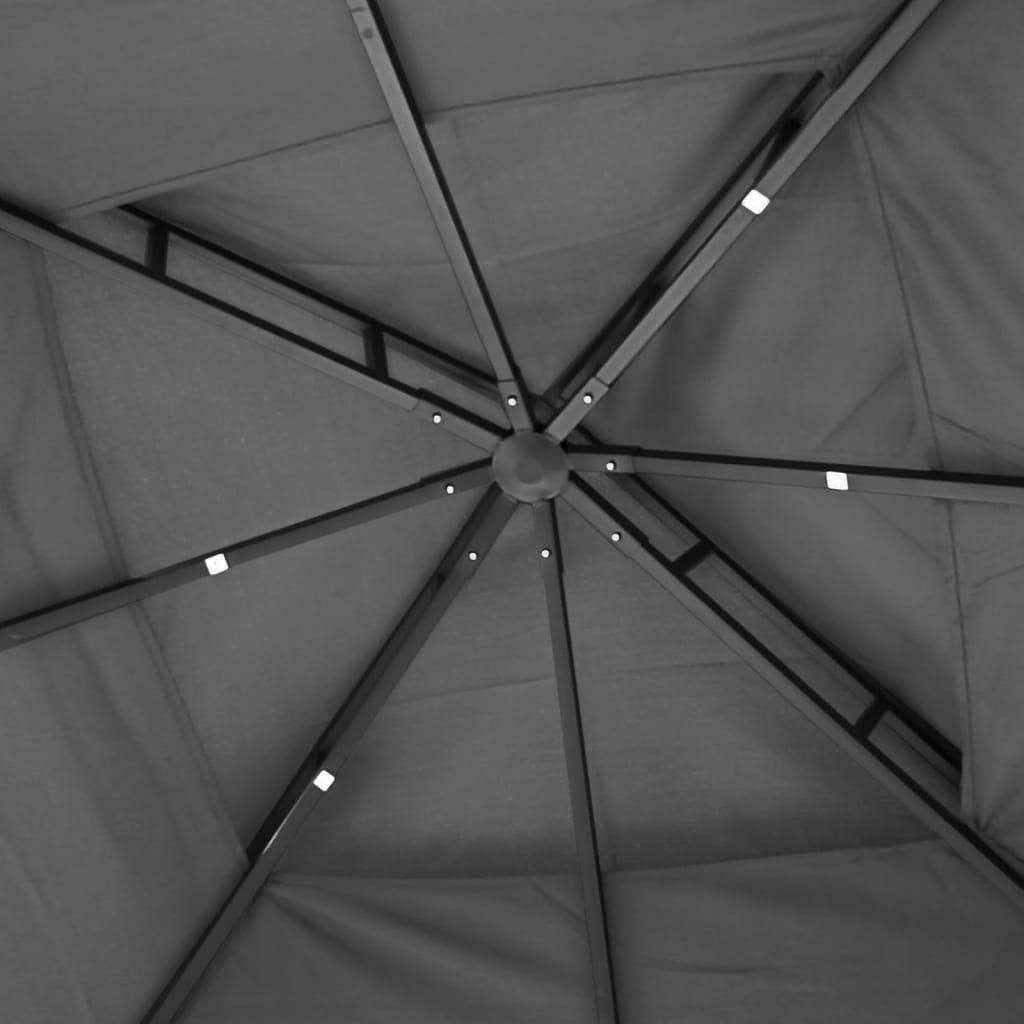 10' x 10' Outdoor Gazebo with Double-Tiered Roof, Steel Frame, Mesh Sidewalls, and PA Coated Polyester Fabric, Anthracite