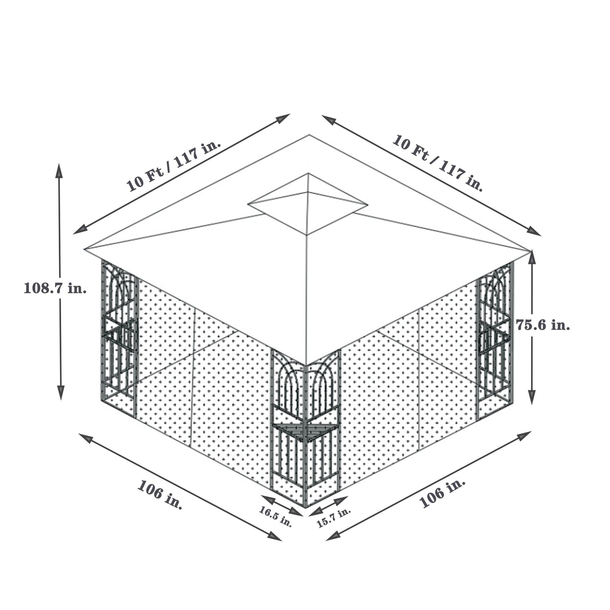 10' x 10' Outdoor Patio Gazebo with Mesh Sidewalls, Ventilated Double Roof, and Detachable Mosquito Net, Suitable for Lawn, Garden, Backyard, and Deck, Brown Top