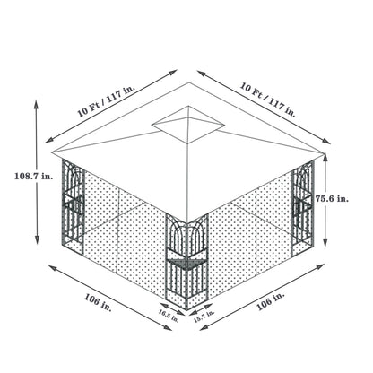 10' x 10' Outdoor Patio Gazebo with Mesh Sidewalls, Ventilated Double Roof, and Detachable Mosquito Net, Suitable for Lawn, Garden, Backyard, and Deck, Brown Top