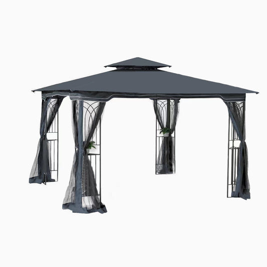 10' x 10' Outdoor Patio Gazebo with Ventilated Double Roof, Mosquito Net (Detachable Mesh Screen on All Sides), Ideal for Lawn, Garden, Backyard, and Deck