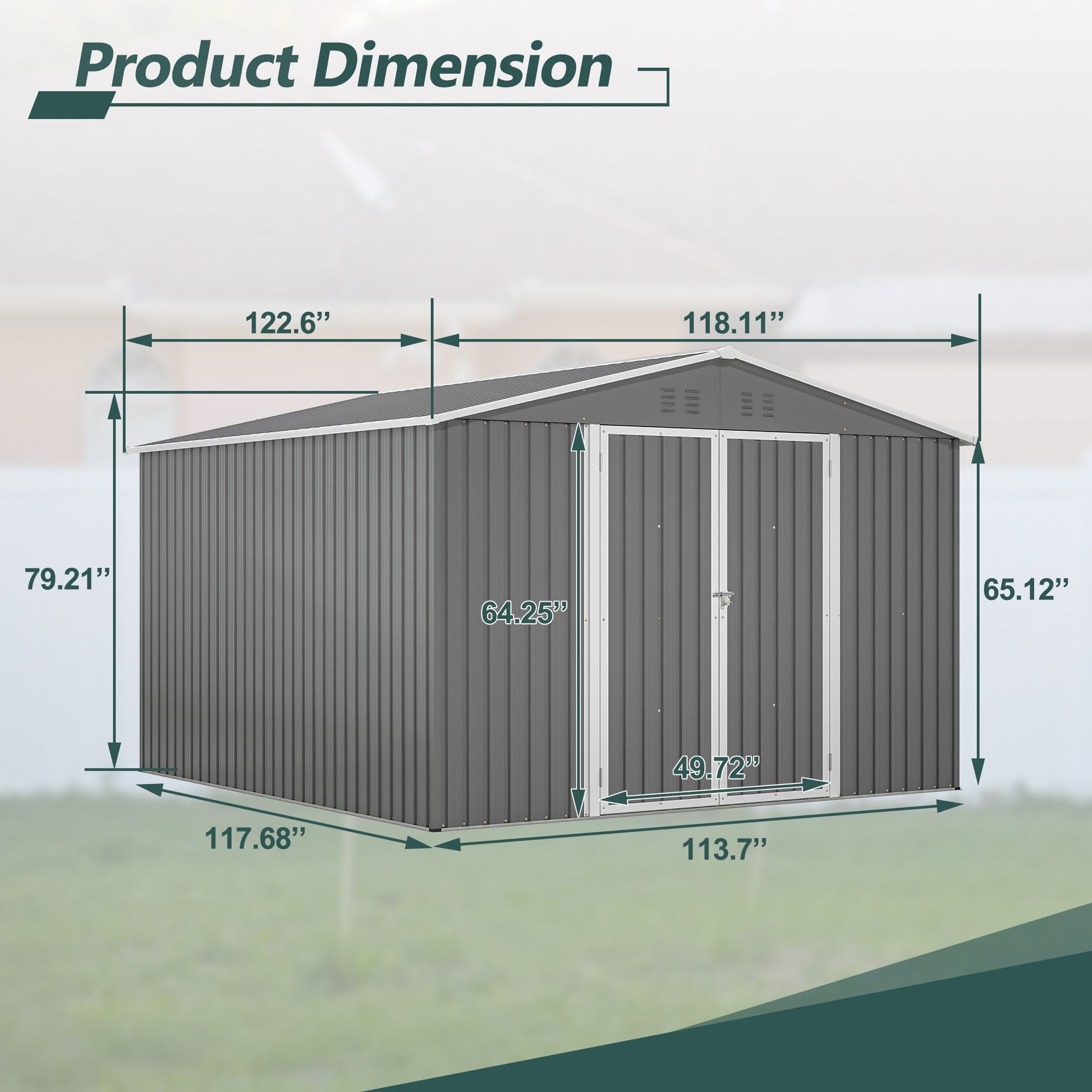 10' x 10' Outdoor Storage Shed, Large Metal Tool Sheds with Updated Frame Structure and Lockable Doors, Garden Shed for Backyard Garden Patio Lawn, Grey