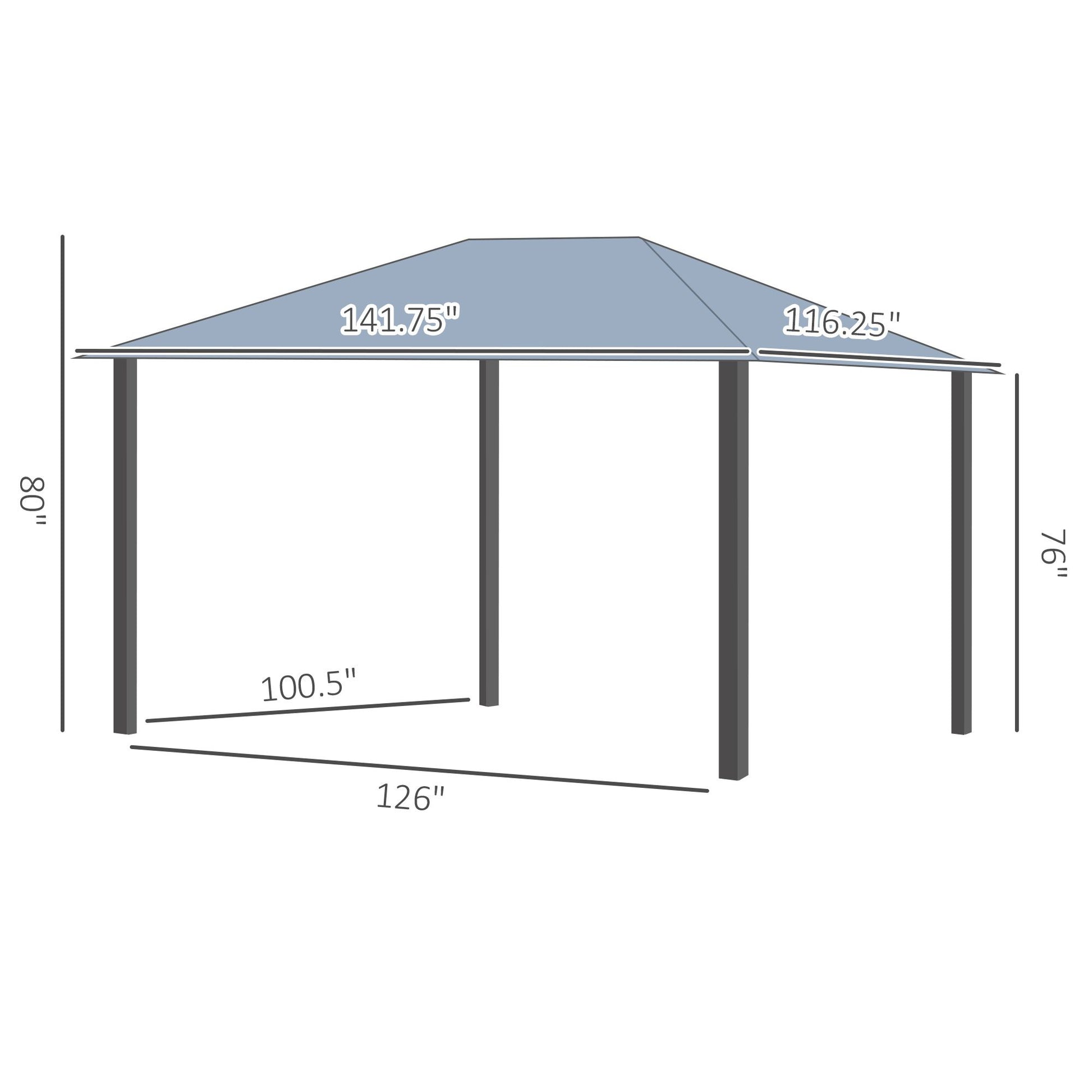 10' x 12' Durable Hardtop Gazebo with Polycarbonate Roof, Aluminum Frame, and Netting for Outdoor Gatherings