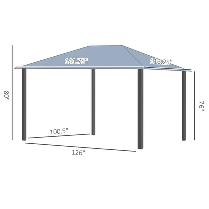 10' x 12' Durable Hardtop Gazebo with Polycarbonate Roof, Aluminum Frame, and Netting for Outdoor Gatherings
