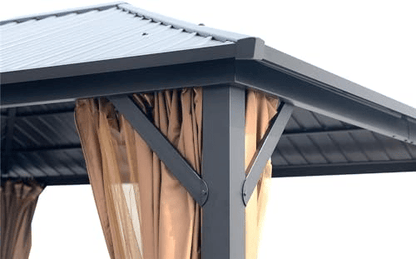 10' x 12' Hardtop Metal Gazebo, Heavy Duty Galvanized Steel Pergola with Mosquito Nets, Sturdy Outdoor Canopy for Gardens, Patios, and Backyards