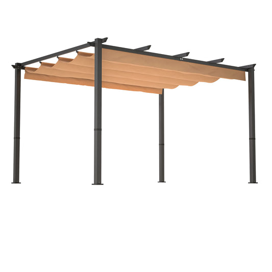 10' x 13' Aluminum Patio Pergola – Retractable Canopy, Backyard Shade Shelter for Porch, Outdoor Party, Garden, Grill Gazebo