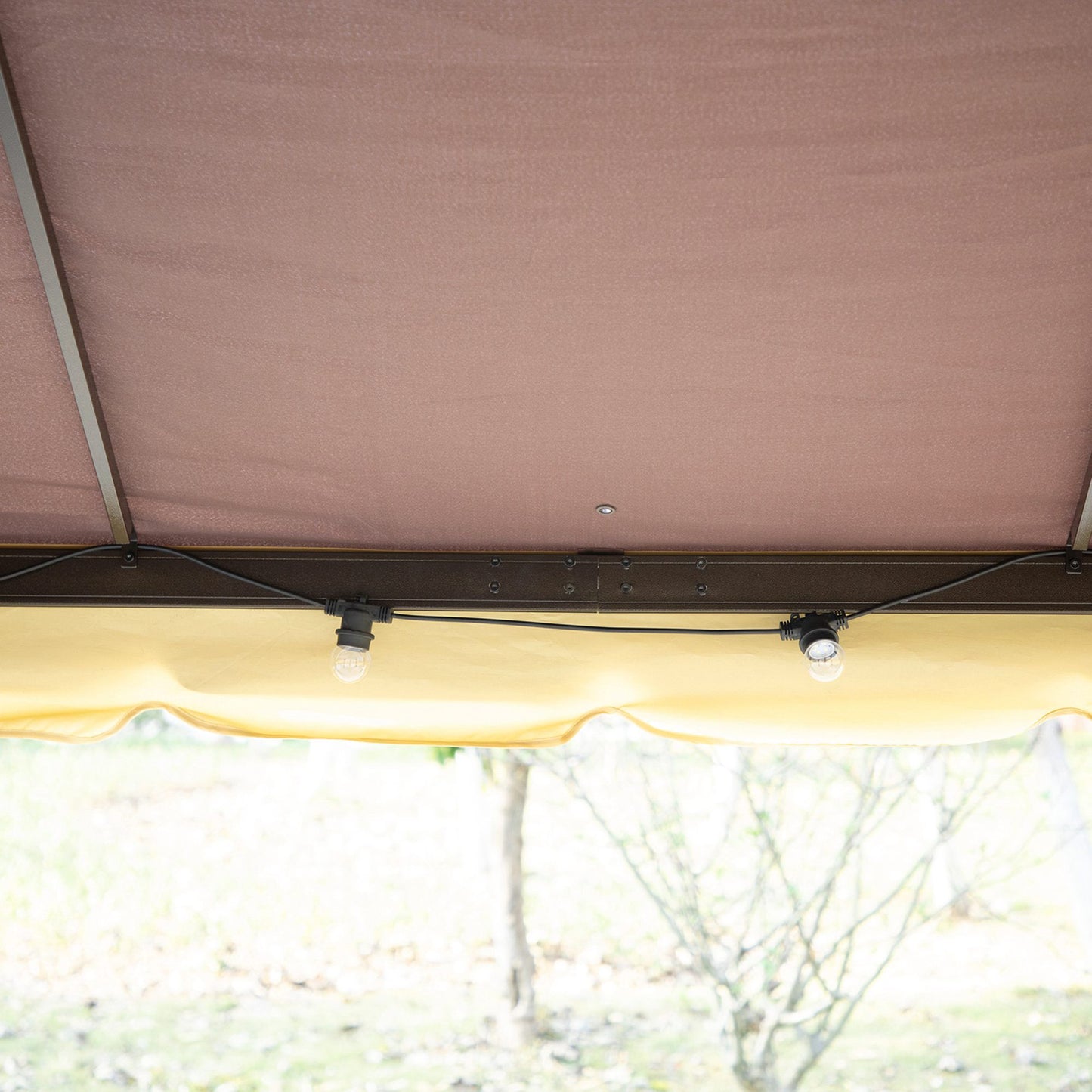 10' x 13' Outdoor Aluminum Gazebo with Double-Tier Roof, Removable Curtains, and Netting, Patio Canopy Shelter for Garden, Lawn, and Backyard, Coffee