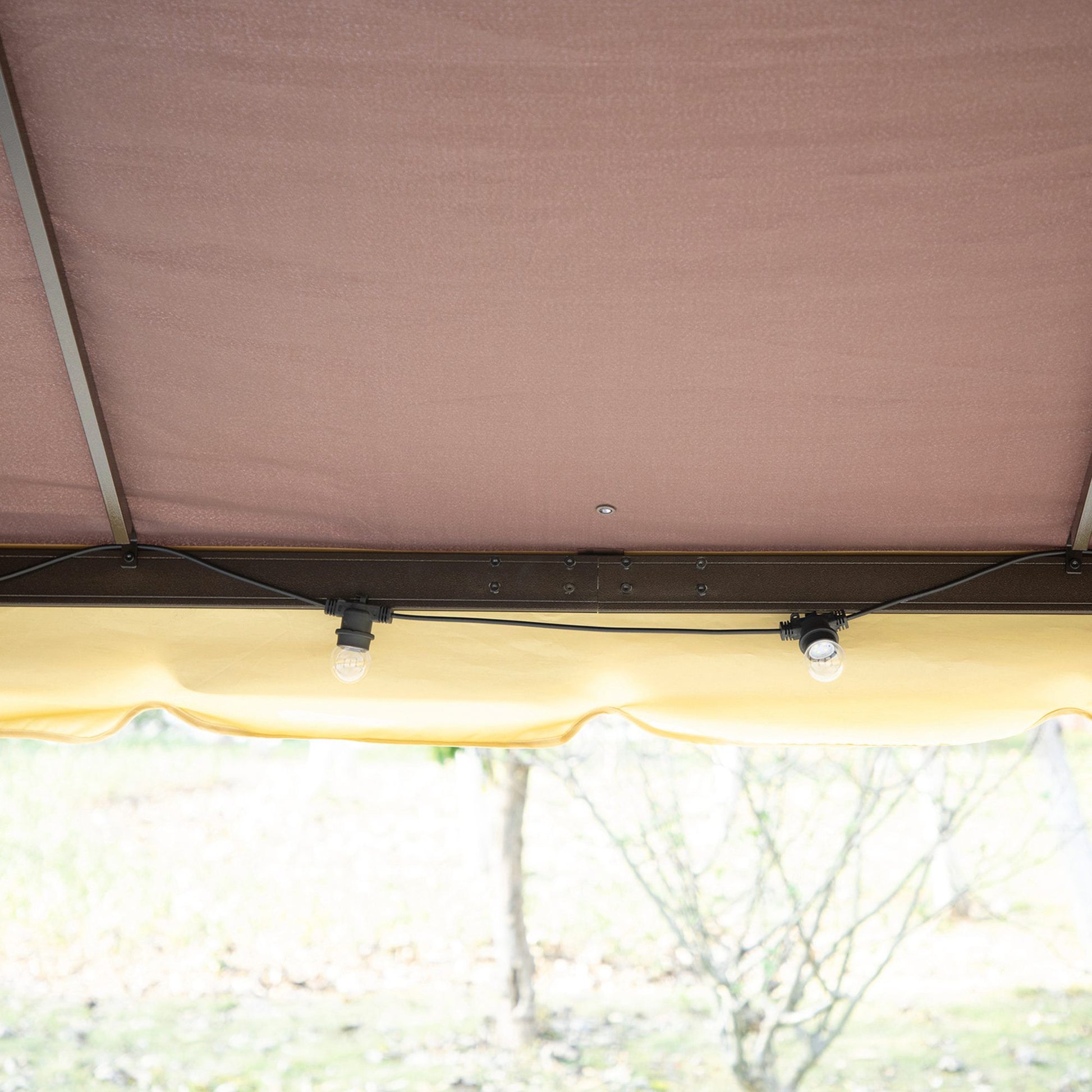 10' x 13' Outdoor Aluminum Gazebo with Double-Tier Roof, Removable Curtains, and Netting, Patio Canopy Shelter for Garden, Lawn, and Backyard, Coffee