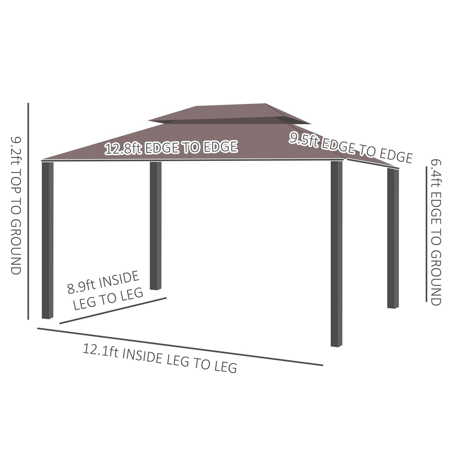 10' x 13' Outdoor Aluminum Gazebo with Double-Tier Roof, Removable Curtains, and Netting, Patio Canopy Shelter for Garden, Lawn, and Backyard, Coffee