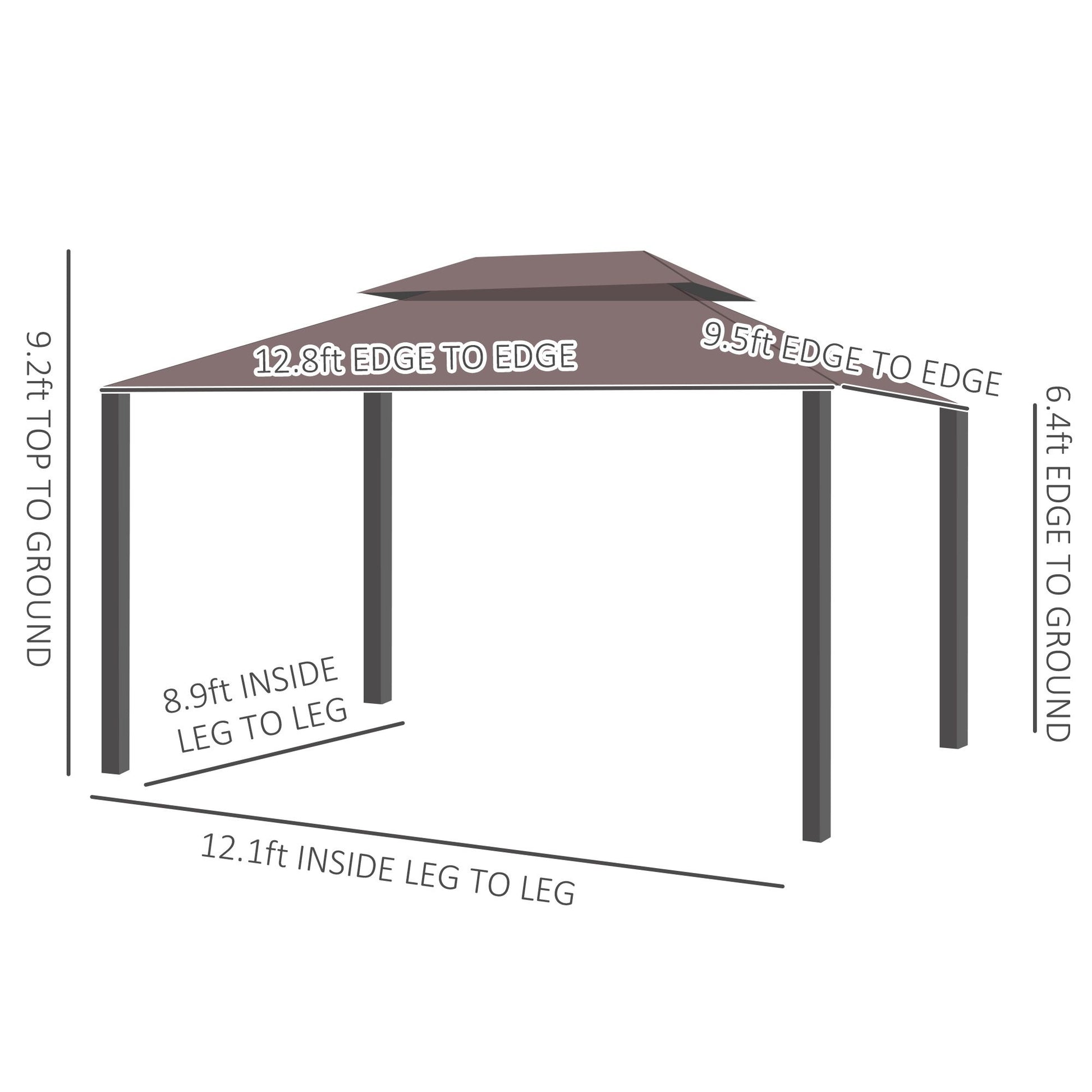 10' x 13' Outdoor Aluminum Gazebo with Double-Tier Roof, Removable Curtains, and Netting, Patio Canopy Shelter for Garden, Lawn, and Backyard, Coffee