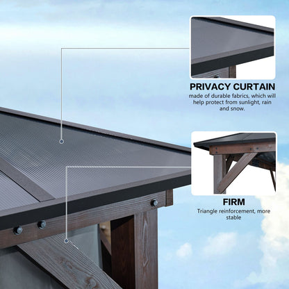 10' x 13' Outdoor Gazebo with Wooden Legs and Double-Layer Roof, Sunshade Canopy