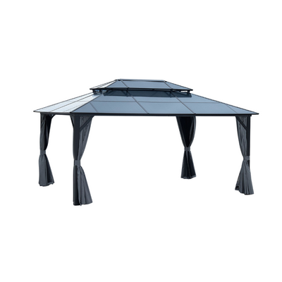 10' x 13'(16') Outdoor Gazebo with Aluminum Legs, Double-Layer Roof, and Dual Curtains for UV and Mosquito Protection