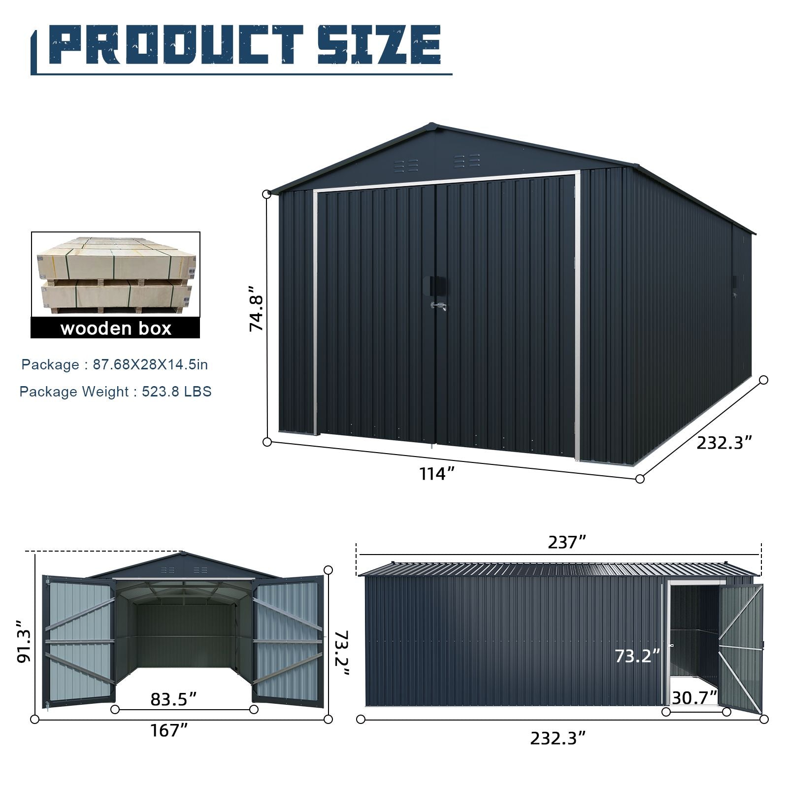 10' x 20' Outdoor Storage Shed, Durable Metal Walk-In Design