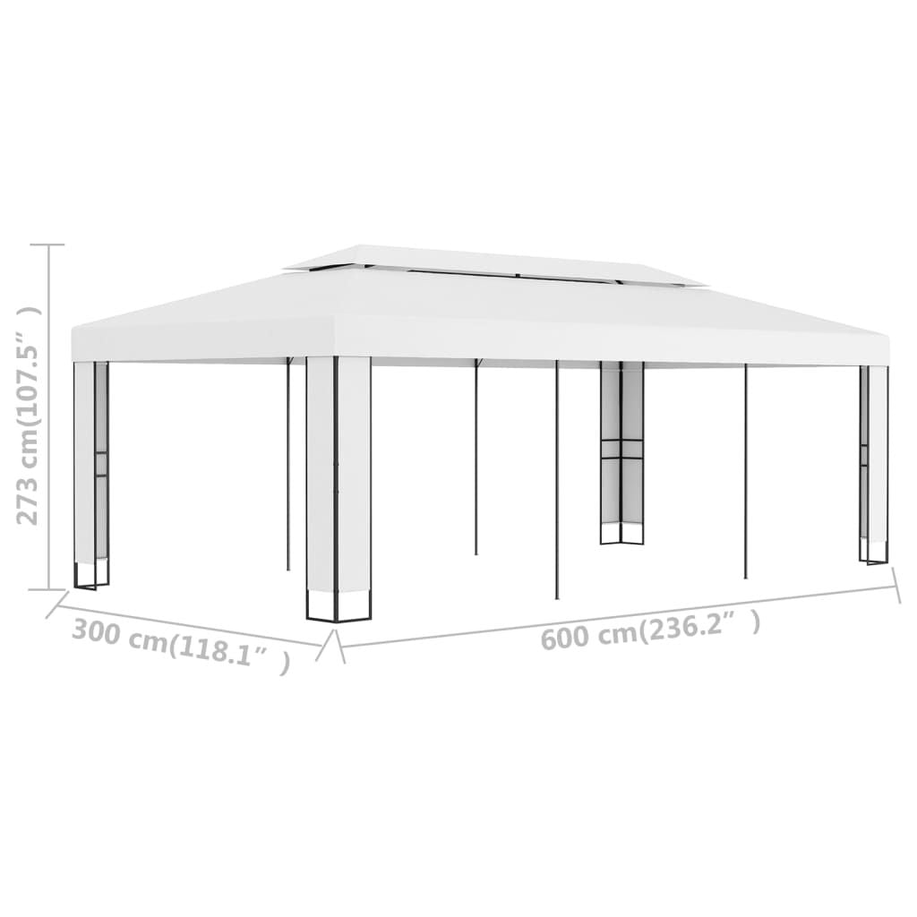 10' x 20' White Gazebo with Double Roof, Outdoor Garden Shelter for Events and Gatherings